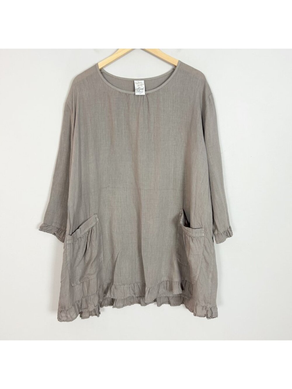 Match Point Gray Linen Tunic Top Earthy Minimalist Lagenlook Size XL Women's